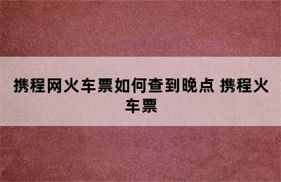 携程网火车票如何查到晚点 携程火车票